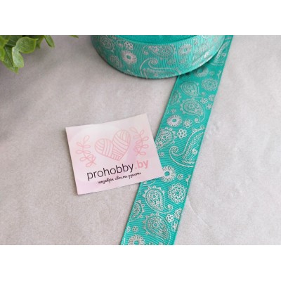 Лента репсовая 25 мм с тиснением "Огурцы"